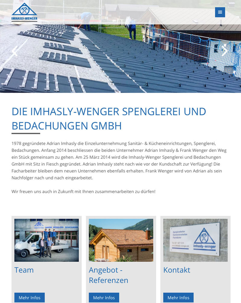 Webdesign und Website Erstellung Imhasly Wenger - Tablet Ansicht
