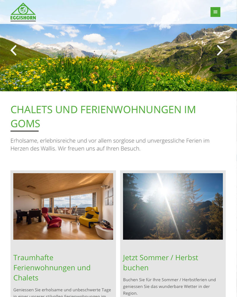 Responsive Webdesign Eggishorn Verwaltung und Immobilien