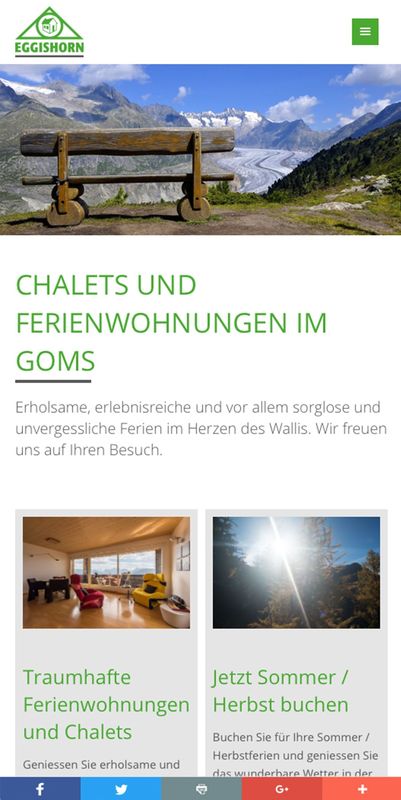 Smartphone Ansicht Eggishorn Verwaltung und Immobilien