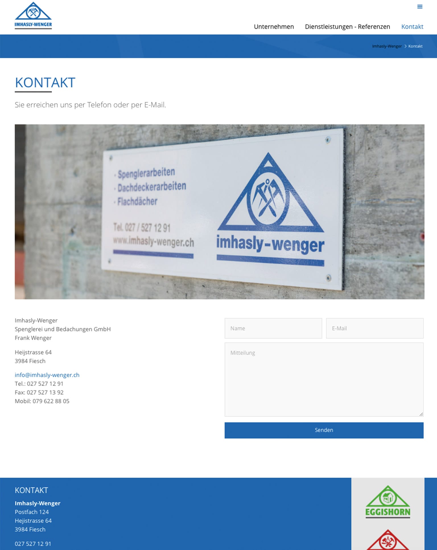 Tablet Ansicht Imhasly-Wenger Website