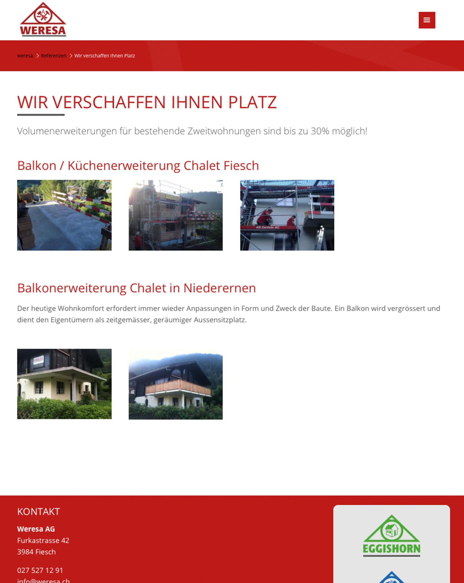 Tablet Ansicht Weresa Website