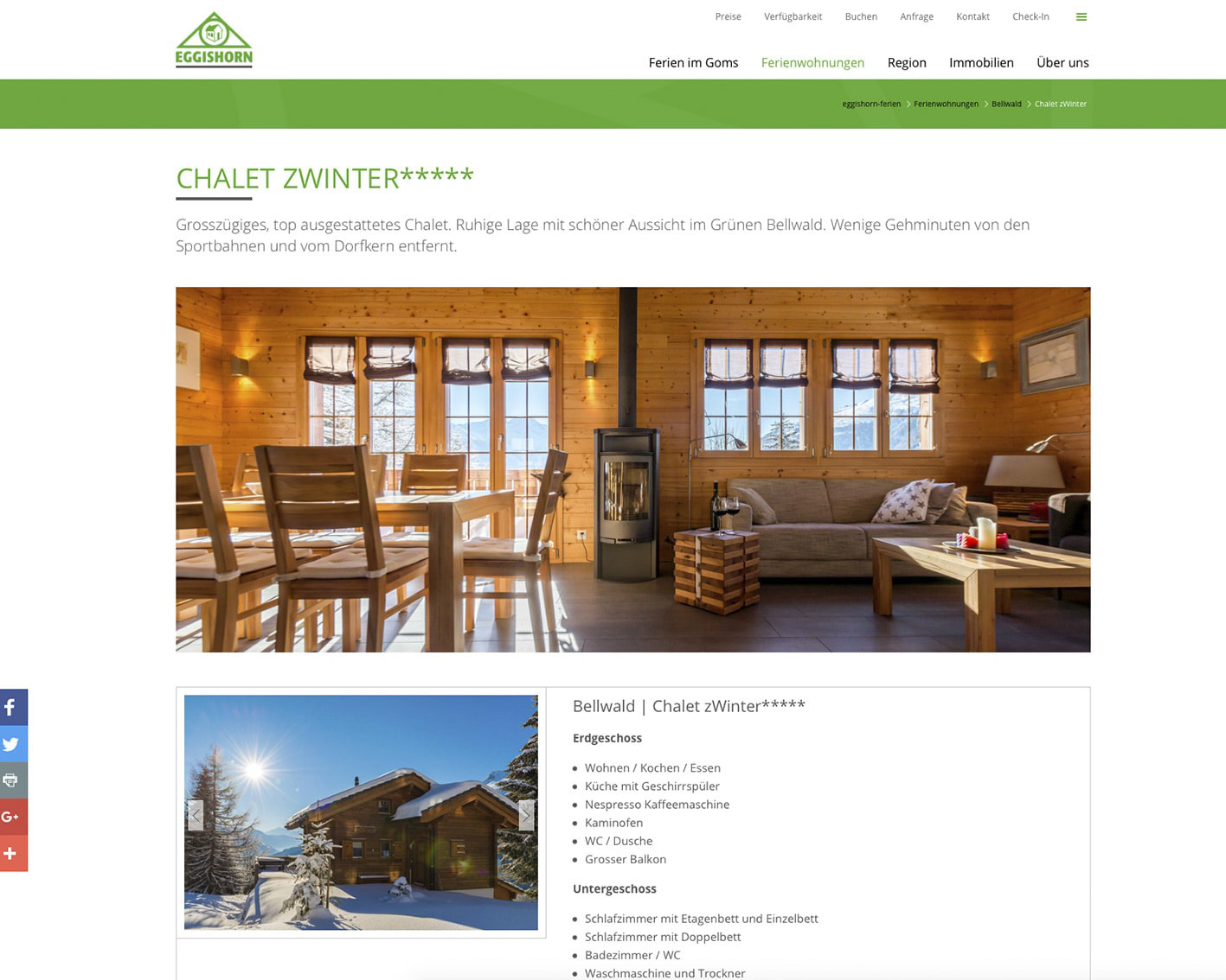 Website für Eggishorn Verwaltung Immobilien AG