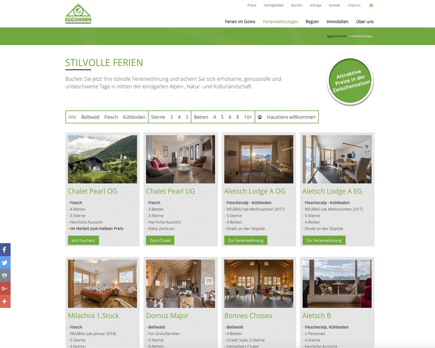 Homepage Eggishorn Verwaltung Immobilien AG